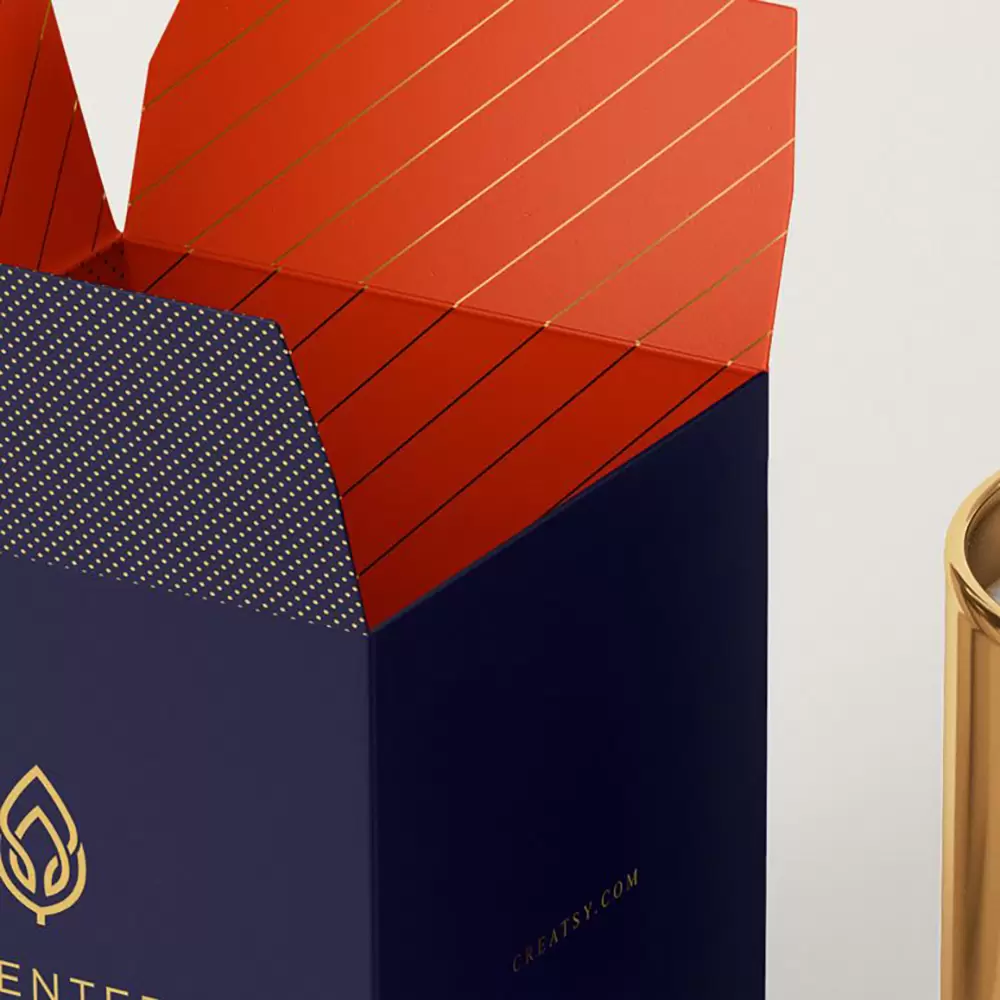 Printed candle box prepared for logo treatment
